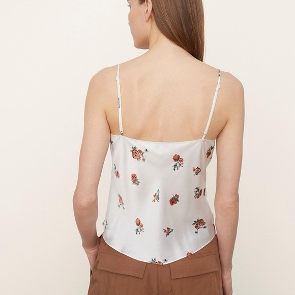 NWT VINCE- Silk Ikat Floral Draped Camisole Career Work White - Picture 2 of 9